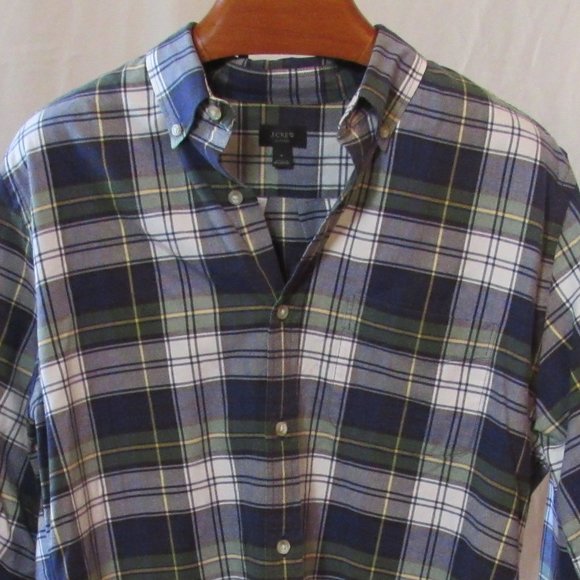 J. Crew Blue/Green Paid Button Down Size Medium 100% Cotton EUC - Picture 1 of 8